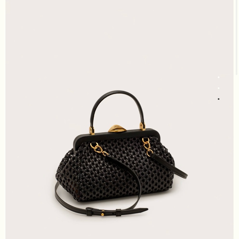 cult gaia Black Woven Top-Handle Crossbody Bag with Gold Hardware - Picture 3 of 3
